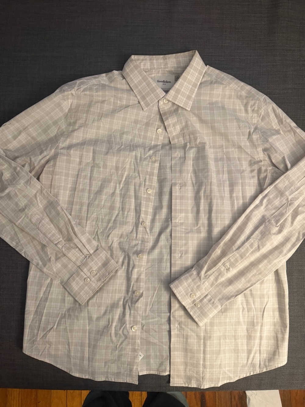 Goodfellow & Co Men's Pale Gray Windowpane Dress Shirt XL